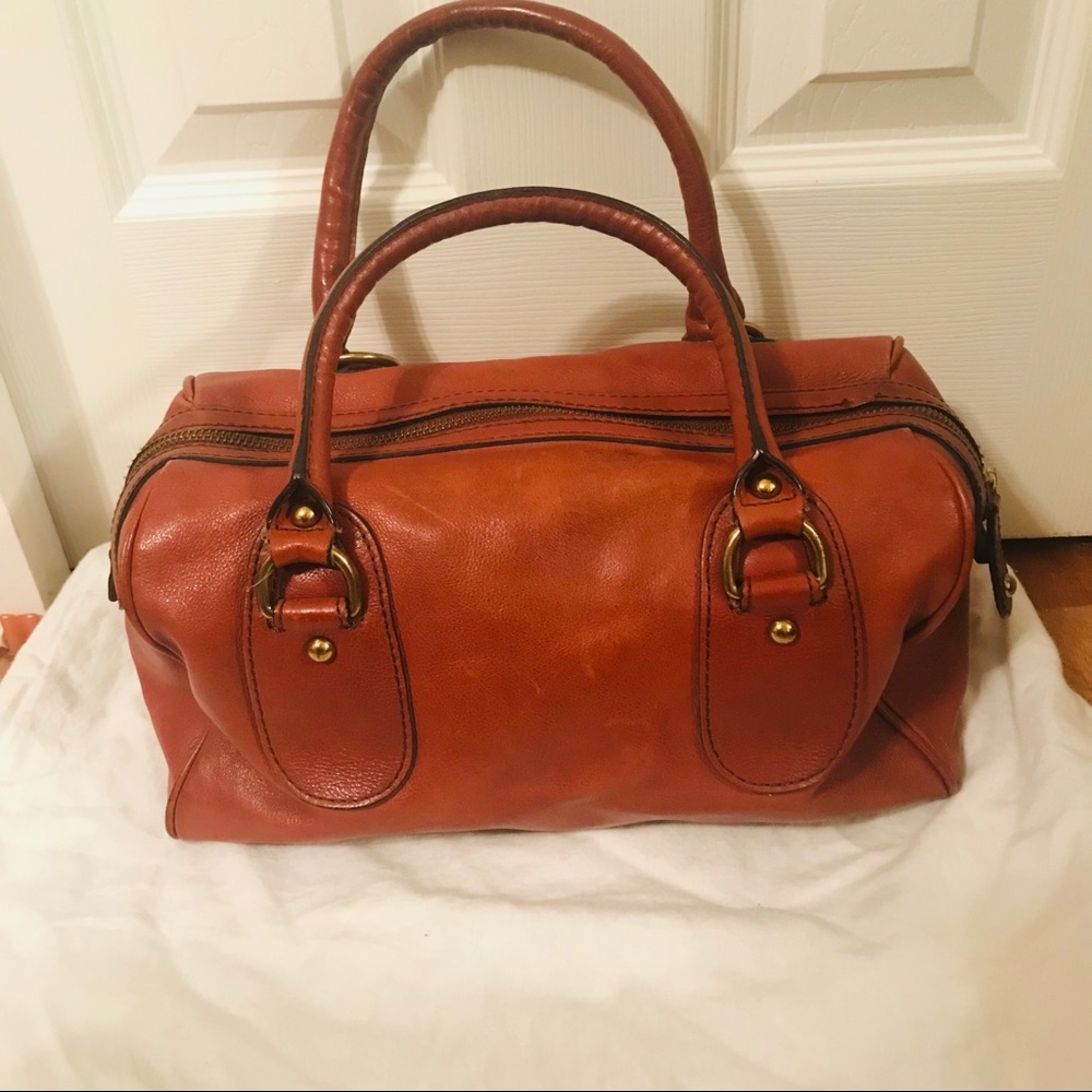 Banana Republic Mini Duffle Leather Bag- Cognac